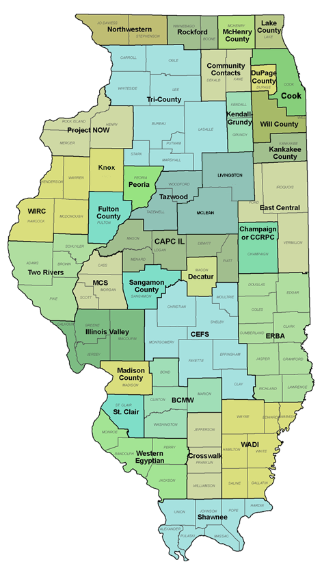 Service area map for Community Action Agencies